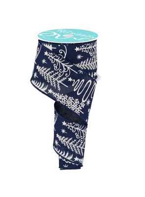 Multi Trees/Faux Royal Burlap Navy/White