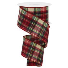 2.5"x100ft Fuzzy Woven Plaid Red/Burg/Multi