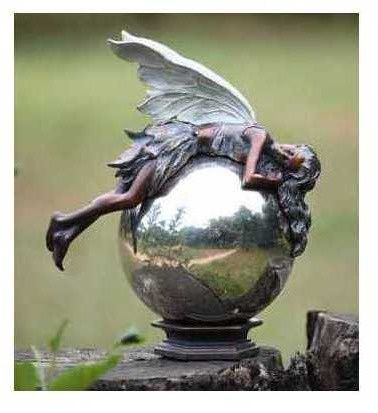 Bronze Fairy On Gazing Ball