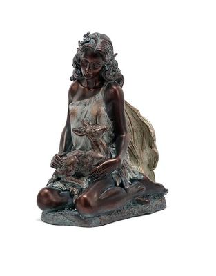 Bronze Fairy Holding Doe