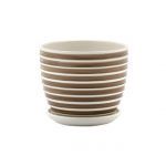 Sml Taupe/White Ceramic Pot
