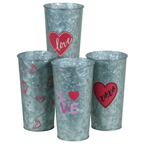 Tall Valentine Metal Vase 4 Asst