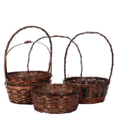 Round Stained Fern Basket/Handle 10"