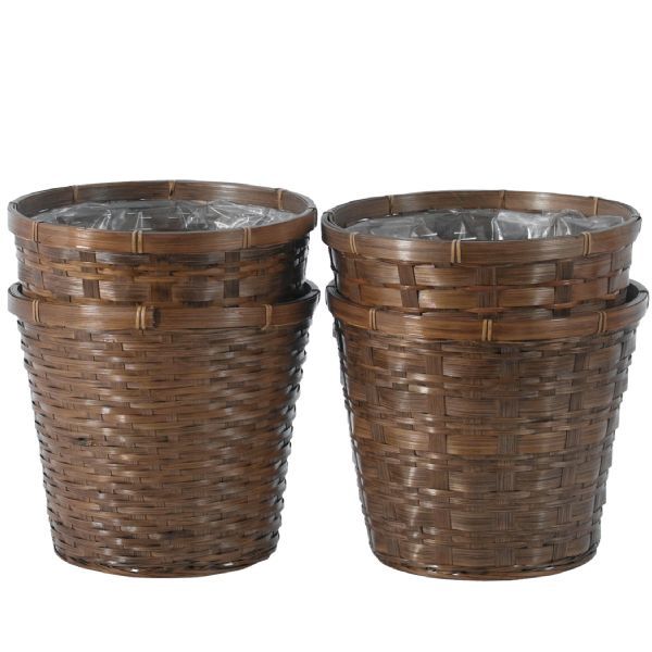 Round Stained Bamboo Basket 9"