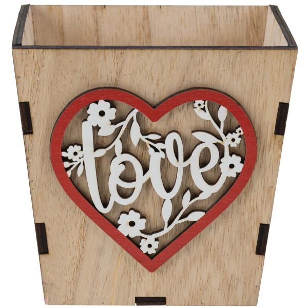 Square Wooden "Love" Container 5"