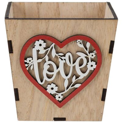 Square Wooden "Love" Container 5"