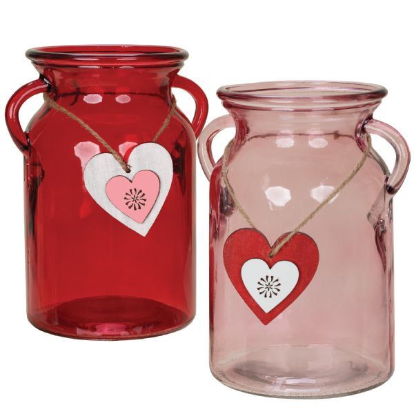 Round Glass w/Heart Dangler 2/asst