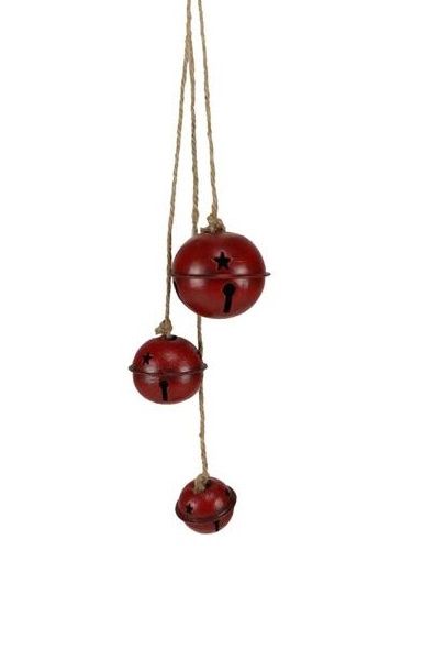 18"L Jingle Bell Cluster Ornament - Antique Red