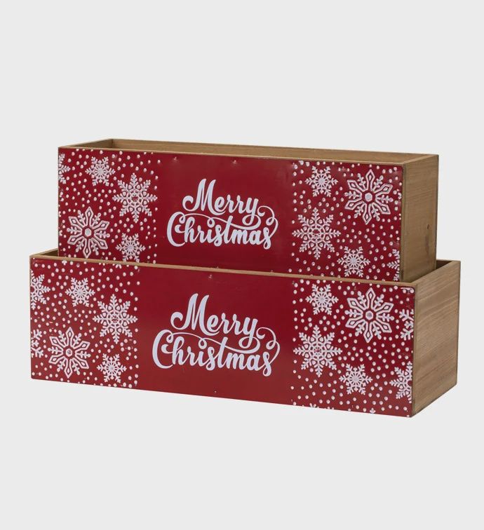 S/2 Merry Christmas Snowflake Box