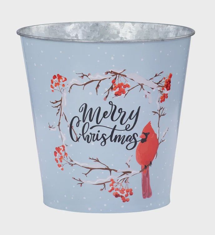 7" Merry Christmas Cardinal Pot Cover
