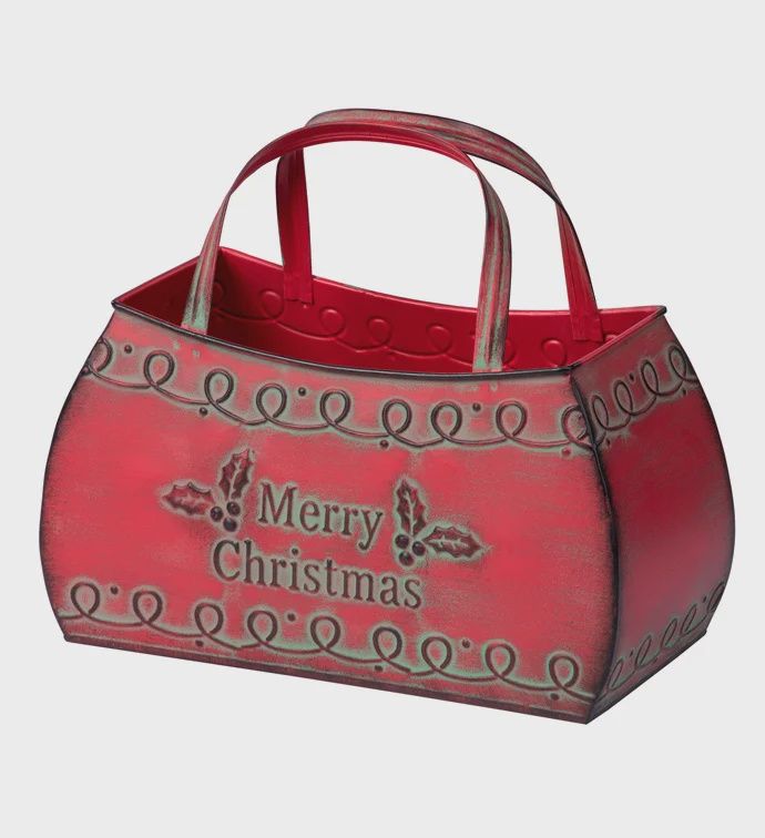 Red Merry Christmas Bag Planter