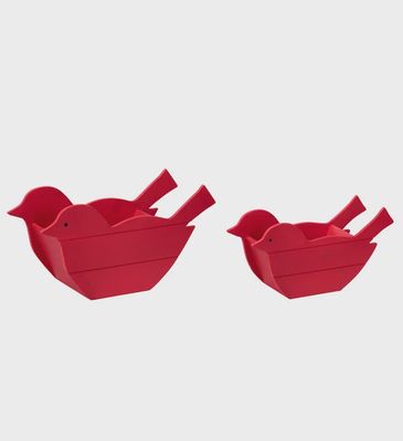 S/2 Red Bird Planter