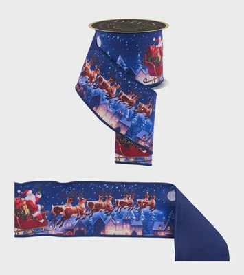 Santa's Sleigh/Reindeer 4" x 10yd