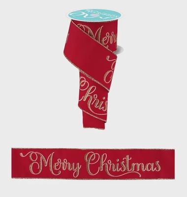 Merry Xmas Script - Red  2.5"x100ft