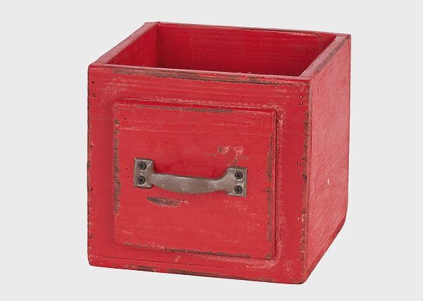 Red Wood Cube w/ Handle