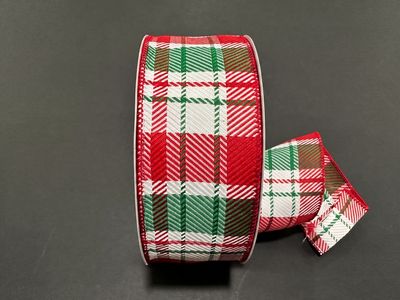 Red/Emerald/White Plaid 2.5"x50yd