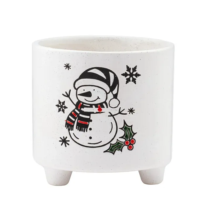 Black/Red Snowman Footed Planter
