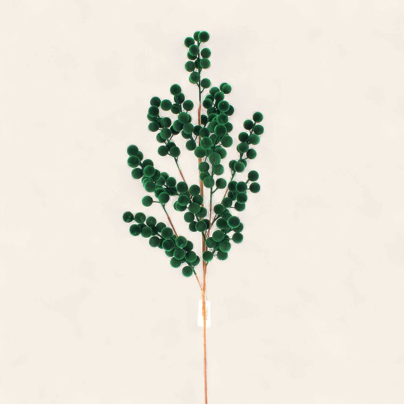 Emerald Green Velvet Berry Spray