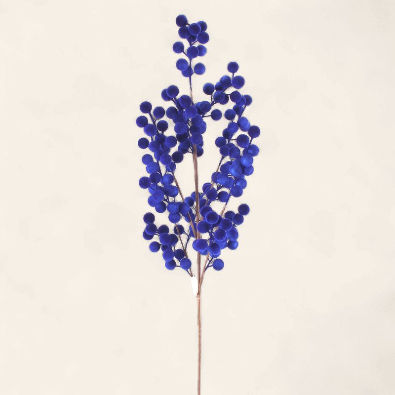 Royal Blue Velvet Berry Spray