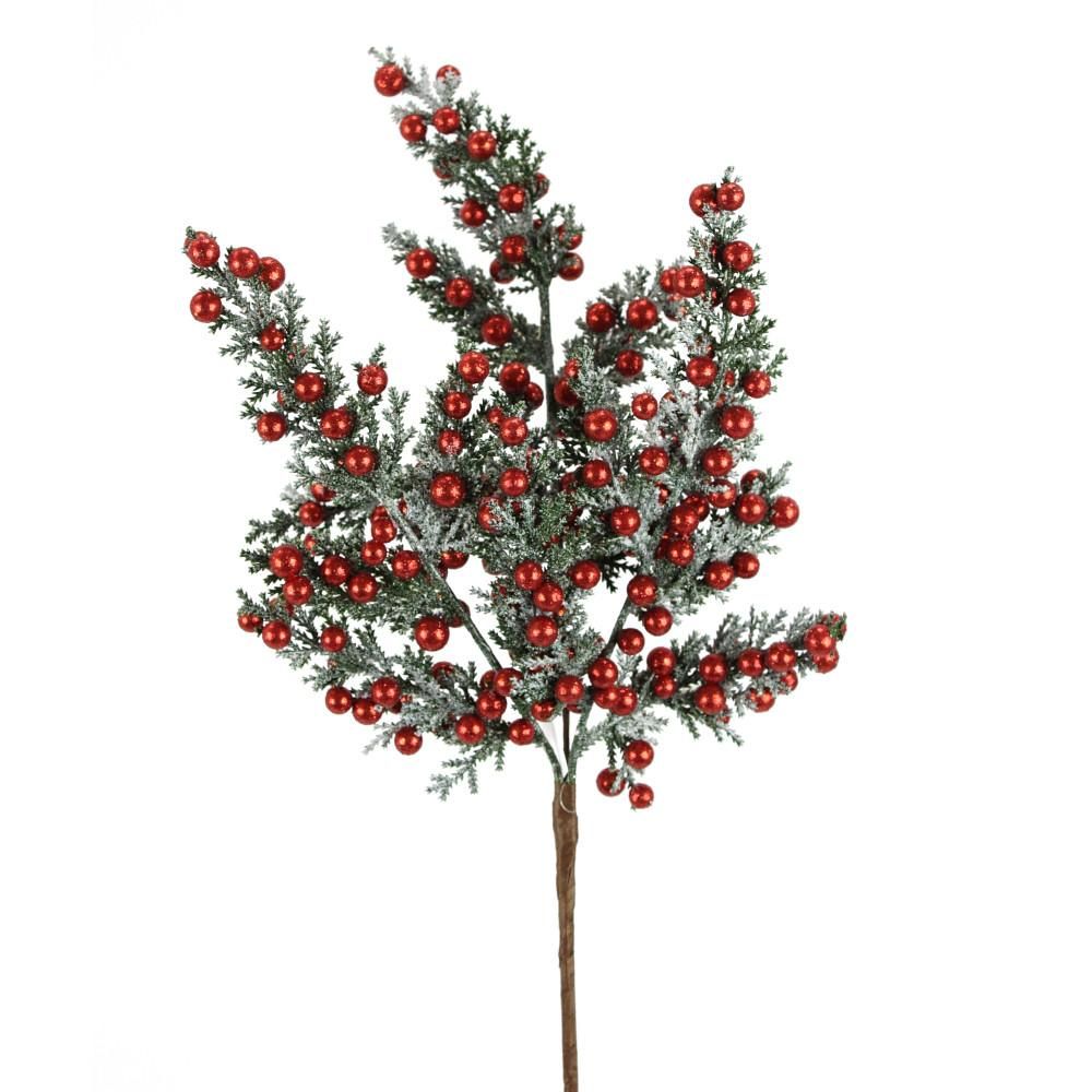 Red/Green Glitter Berry Cedar Pick