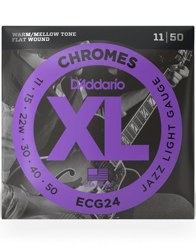 D&#39;Addario ECG24 Chromes Flatwound Electric Strings -.011-.050 Jazz Light