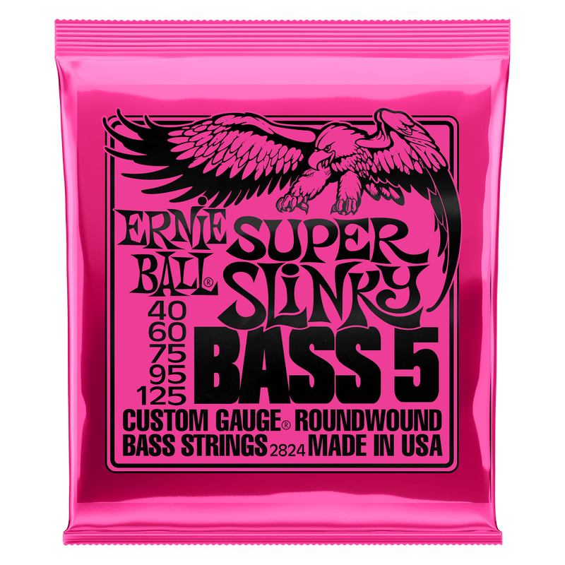 Ernie Ball 2824 Super Slinky Nickel Wound Electric Bass Strings - .040-.125 5-string