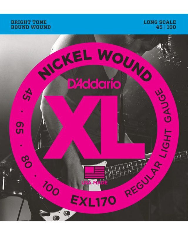 D&#39;Addario EXL170 Regular Light Nickel Wound Long Scale Bass Strings - .045-.100