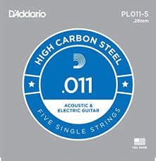 D&#39;Addario PL011 Plain Steel Guitar 5 Pack .011