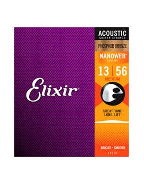 Elixir Strings 16102 Nanoweb Phosphor Bronze Acoustic Guitar Strings -.013-.056 Medium