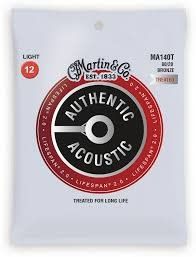 Martin MA140T Lifespan Treated 80/20 Bronze Authentic Acoustic Guitar Strings Light .012-.054
