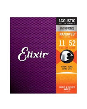 Elixir 11027 Acoustic 80/20 Nanoweb Custom Light .011 - .052 Acoustic Guitar Strings