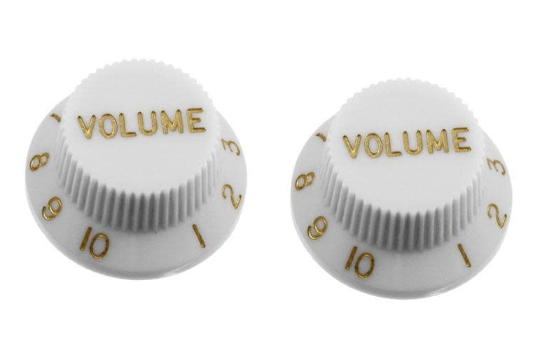 Allparts PK-0154 SET OF 2 PLASTIC VOLUME KNOBS FOR STRATOCASTER, White