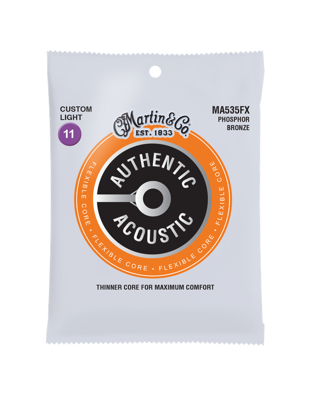 Martin Authentic Acoustic Flexible Core, Phosphor Bronze; Custom Light MA535FX