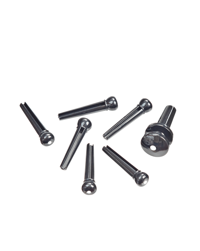 D&#39;Addario PLASTIC BRIDGE PINS Ebony with Ivory Dot