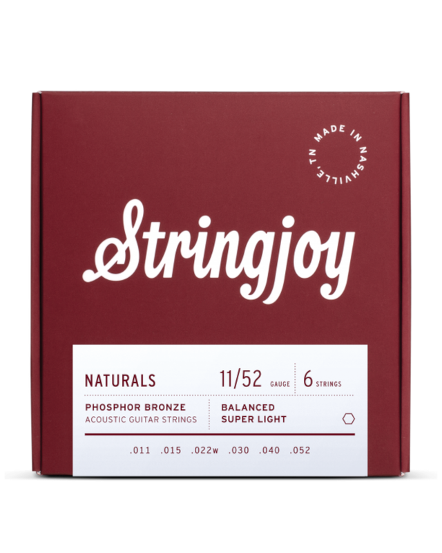 Stringjoy Naturals | Super Light Gauge (11-52) Phosphor Bronze Acoustic Guitar Strings