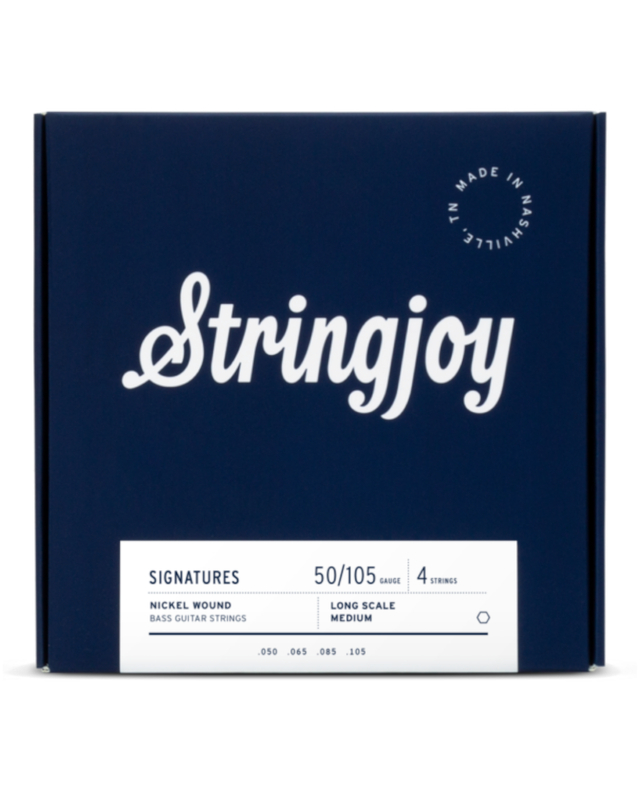 Stringjoy Medium Gauge (50-105) 4 String Long Scale Nickel Wound Bass Guitar Strings