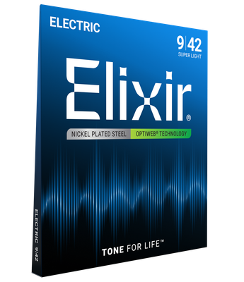 Elixir Strings 19002 Optiweb Electric Guitar Strings -.009-.042 Super Light