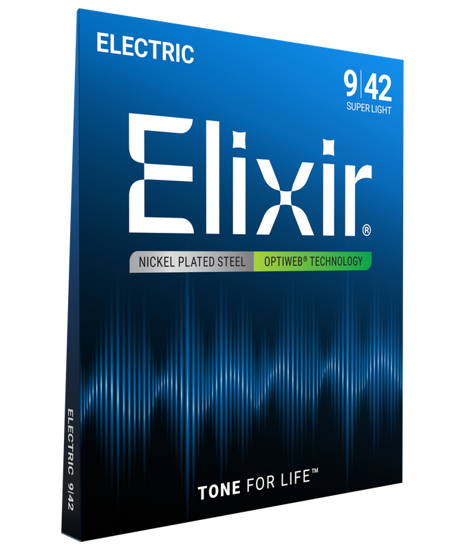 Elixir Strings 19002 Optiweb Electric Guitar Strings -.009-.042 Super Light
