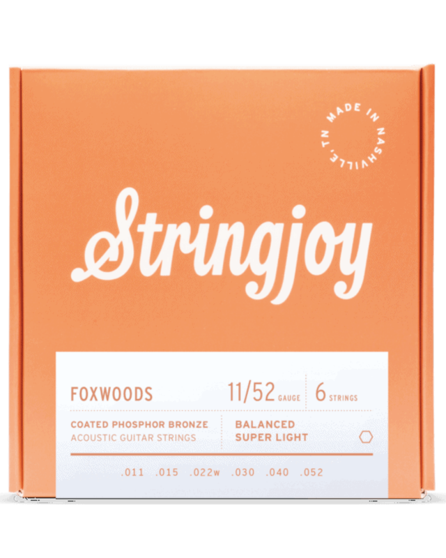 Stringjoy Foxwoods | Super Light Gauge (11-52) Coated Phosphor Bronze Acoustic Guitar Strings