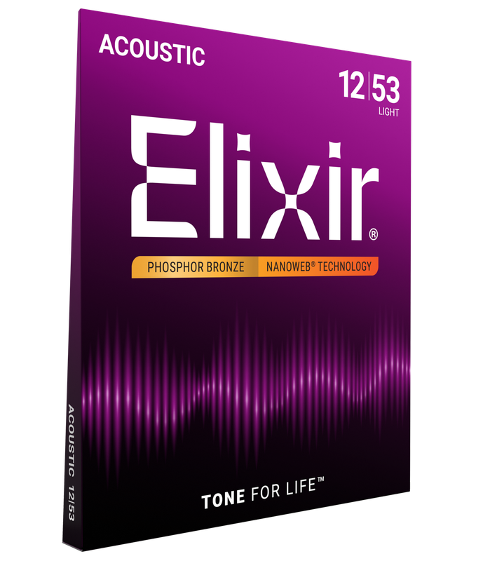 Elixir Strings 16052 Nanoweb Phosphor Bronze Acoustic Guitar Strings -.012-.053 Light