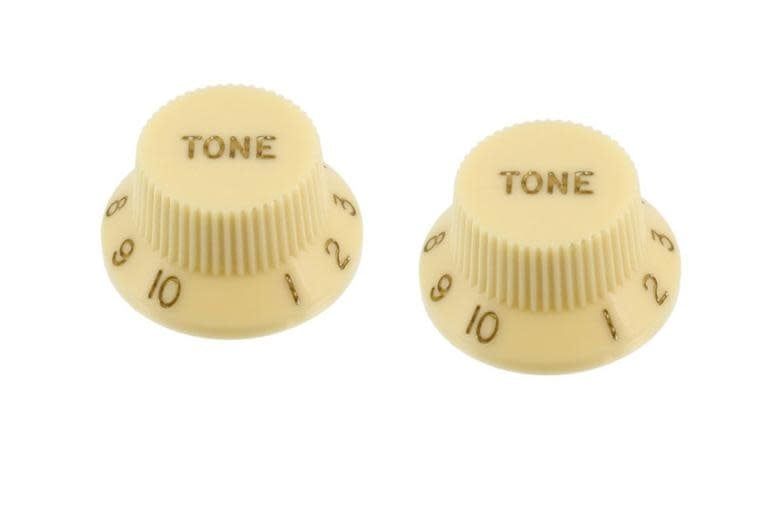 Allparts PK-0153 SET OF 2 PLASTIC TONE KNOBS FOR STRATOCASTER, Vintage Cream