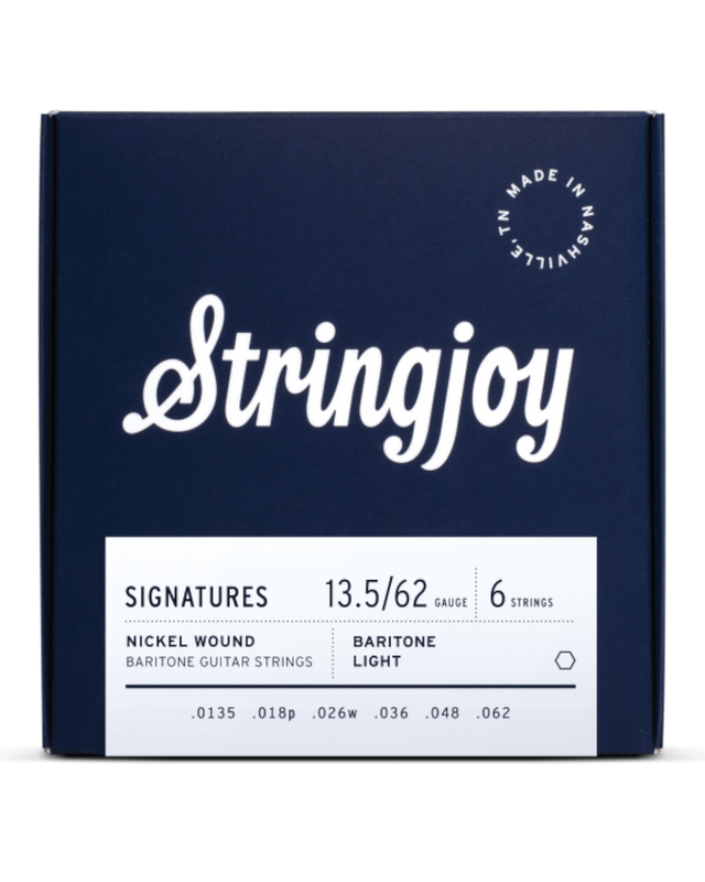 Stringjoy Signatures | Baritone Balanced Light Gauge (13.5-62) Nickel Wound Electric Guitar Strings