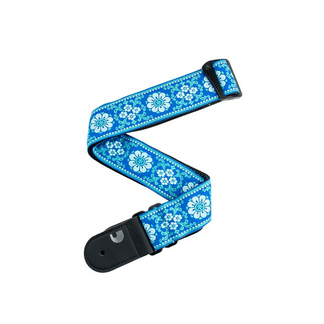 D&#39;Addario Woven Guitar Strap, Peace Love, Blue and White