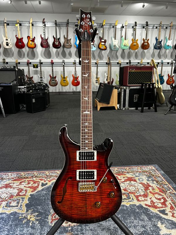 Paul Reed Smith SE Custom 24 Semi-Hollow Piezo Orange Tiger Smokeburst