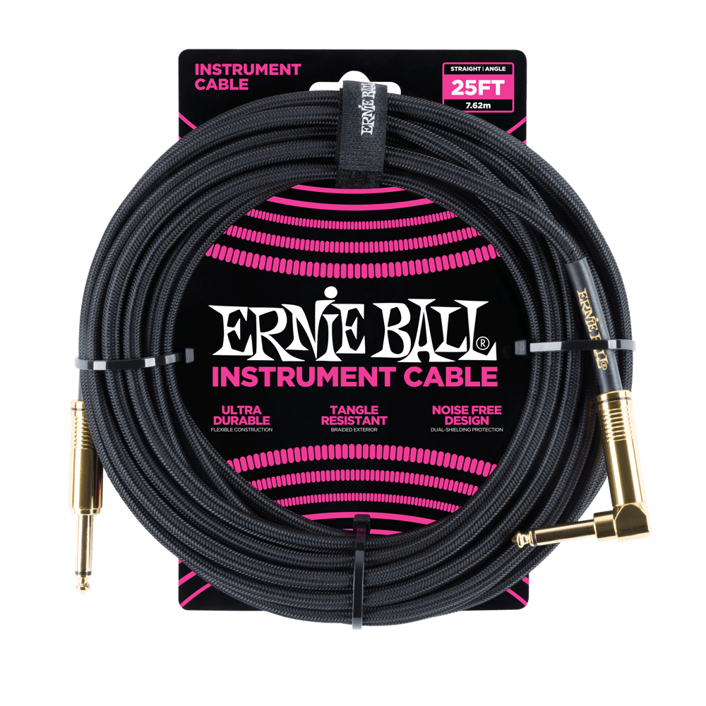 Ernie Ball Braided Inst cable str/angle 25ft black