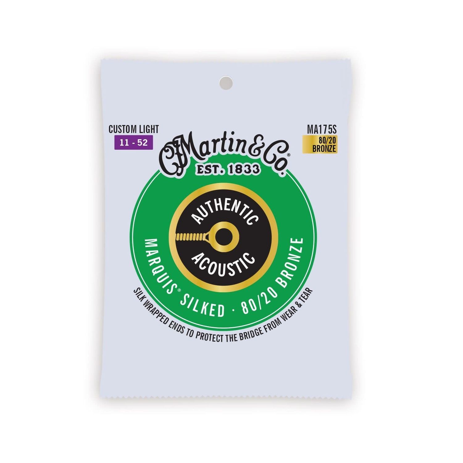 Martin Authentic Acoustic Marquis® Silked Guitar Strings 80/20 Bronze MA175S 11-52