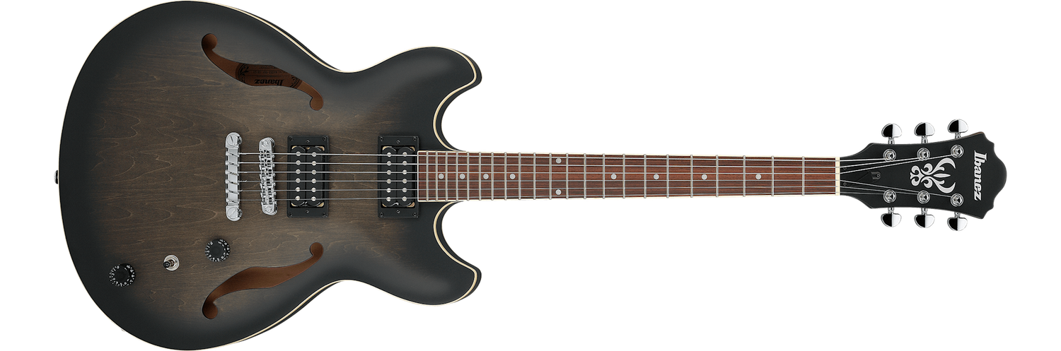 Ibanez AS53 Semi-Hollow Guitar Transparent Black Flat