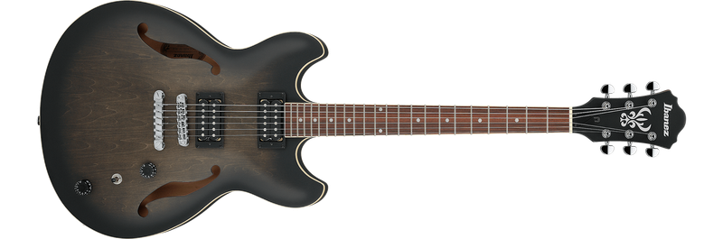 Ibanez AS53 Semi-Hollow Guitar Transparent Black Flat