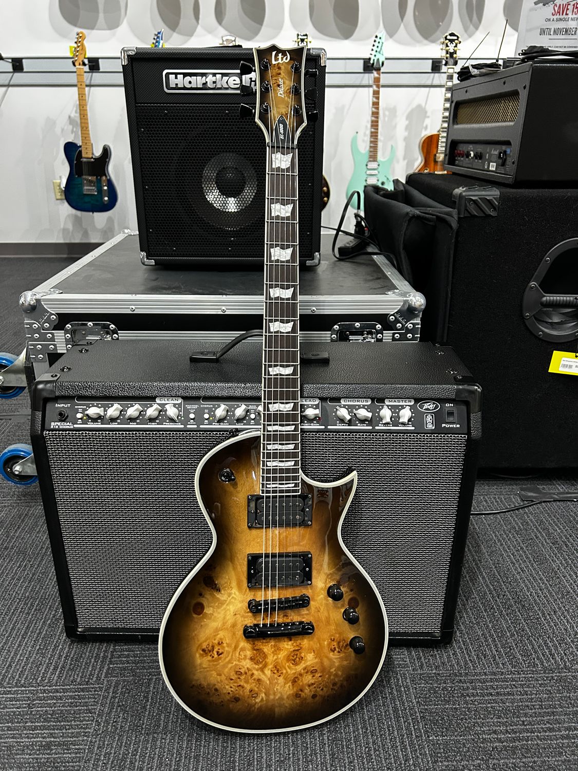 Used ESP LTD EC-1000 Black Natural Burst Electric Guitar w/case