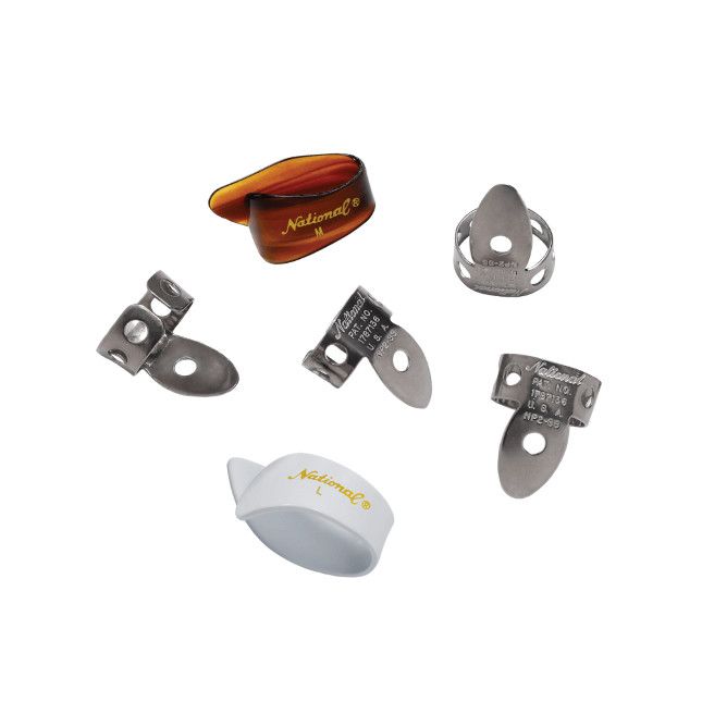 National Finger Picks, Stainless Steel and Celluloid Thumb Pick Bundle